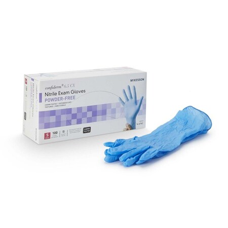Mckesson Confiderm 6.5CX, Disposable Gloves, Nitrile, Powder-Free, S, 1000 PK, Blue 14-674C